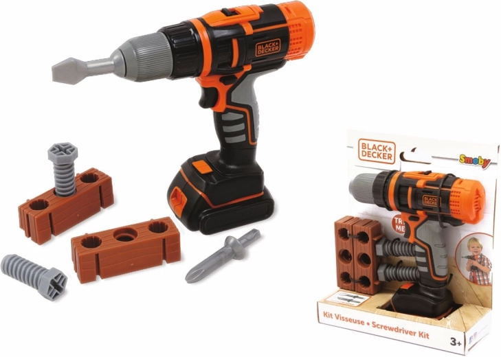 Smoby Black+Decker Mechanical Cordless Drill and Screwdriver with Accessories