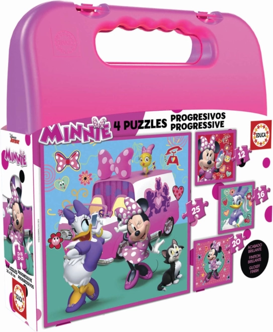 EDUCA пъзел в куфарче Minnie и Daisy 4в1 за деца