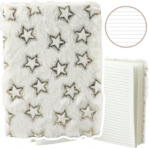 Notebook with Plush Cover Golden Stars A5 80 Sheets