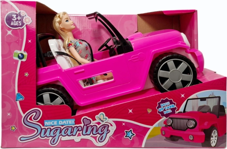 Doll Car with Doll - Dark Pink Convertible