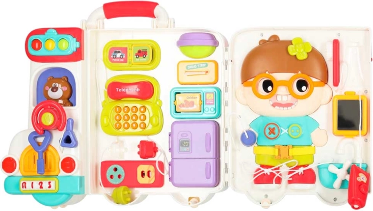 Преносимо куфарче, пълно с активности