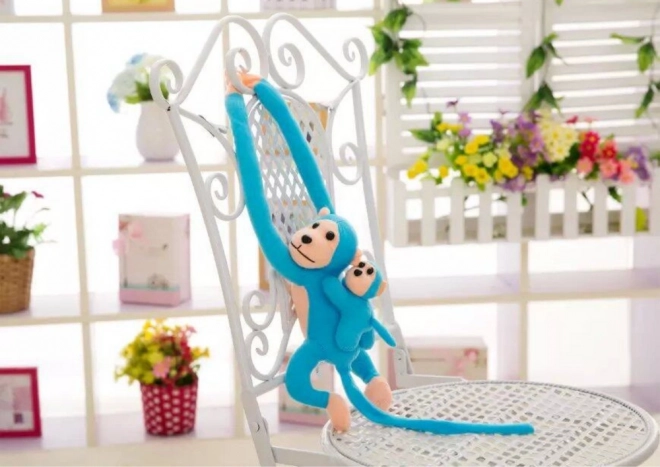 Plush Monkey with Baby Blue 90 cm