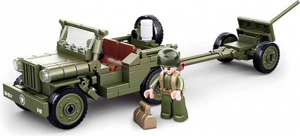 Sluban Army WW2 съюзнически джип с противовъздушно оръдие – конструктор