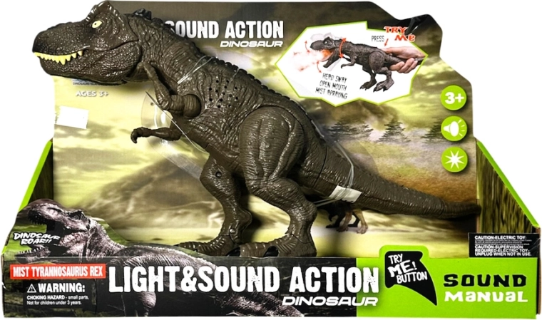 Tyrannosaurus rex dinosaur with light and sound effects and smoke - 1 piece