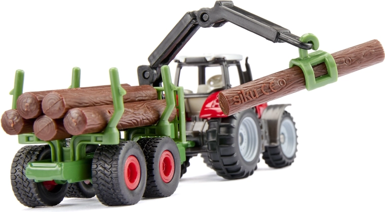 Forestry trailer with crane and grapple