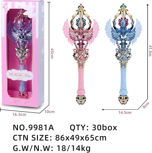 Colorful magic wand for a little princess, blue - 1 piece