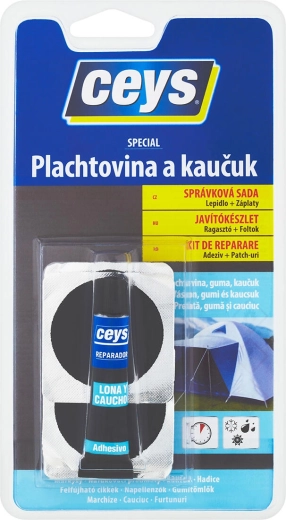 Лепило за брезент и каучук 7 мл + 4 лепенки CEYS