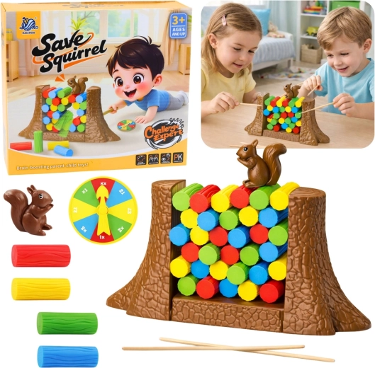 Family skill game Save the Squirrel with spinner