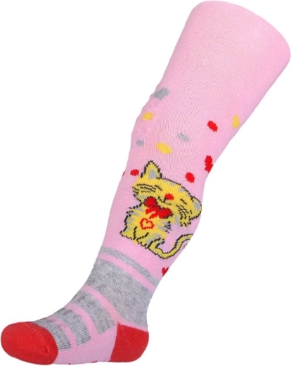 Cotton tights New Baby with anti-slip and kitten, light pink, size 104–110