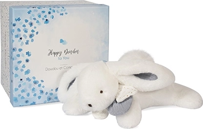 Doudou gift set - plush bunny with white pom-pom