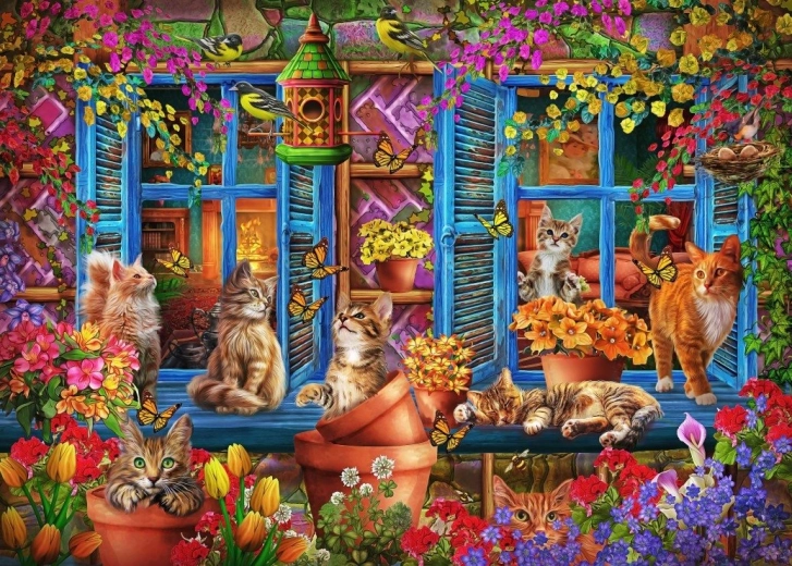 Parapet Puzzle with Cats, 300 Pieces