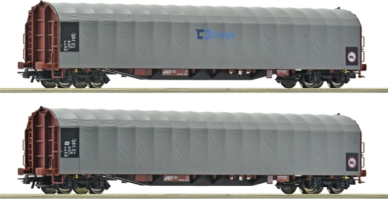 Roco set of 2 four-axle sliding-tarpaulin wagons Rils-y ČD Cargo (H0)