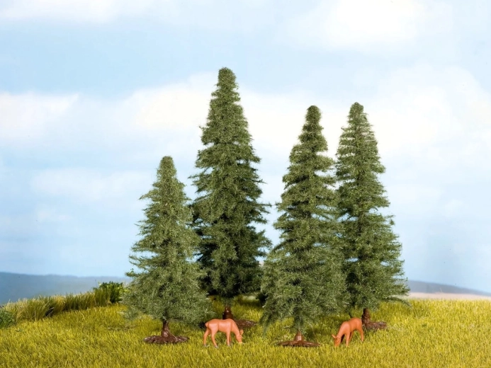Noch set of 4 fir trees (8–12 cm) for H0 and TT