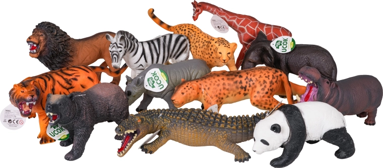 12 realistic animals in one set