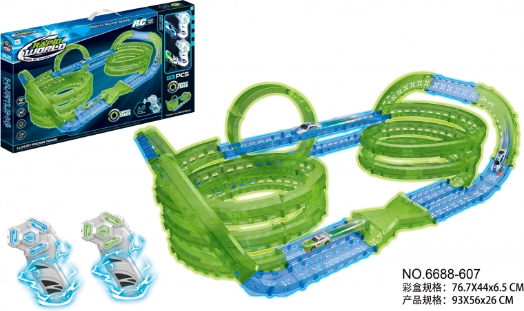 Glow-in-the-dark racing track, 83 pieces