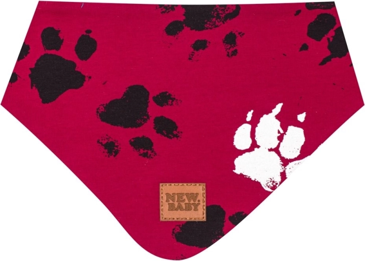 Infant cotton neck scarf new baby paw dark pink size s