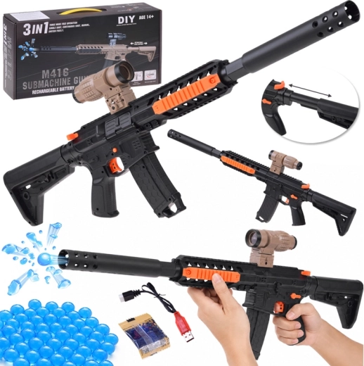 Гел бластер M416 за гел топчета 3в1 с акумулатор (DIY) - 1 брой