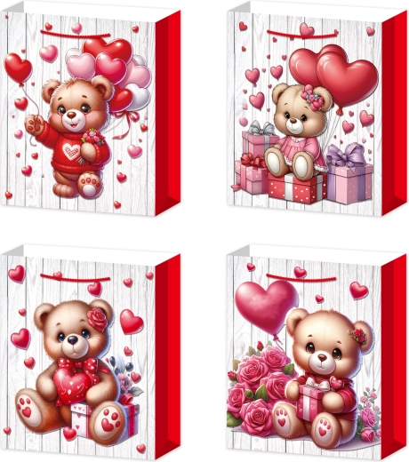 Gift Bag S with Teddy Bear and Hearts
