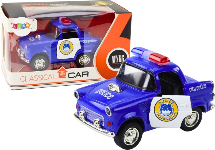 Classic Blue Police Car with Drive, Lights and Sounds 1:38