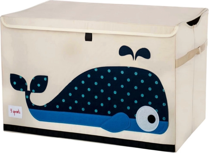 3 Sprouts toy chest whale blue
