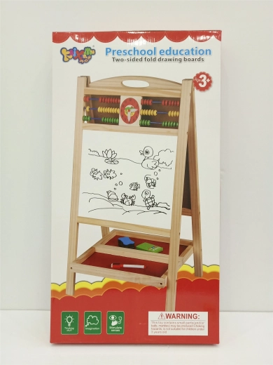 Wooden Double-Sided Children's Blackboard with Abacus