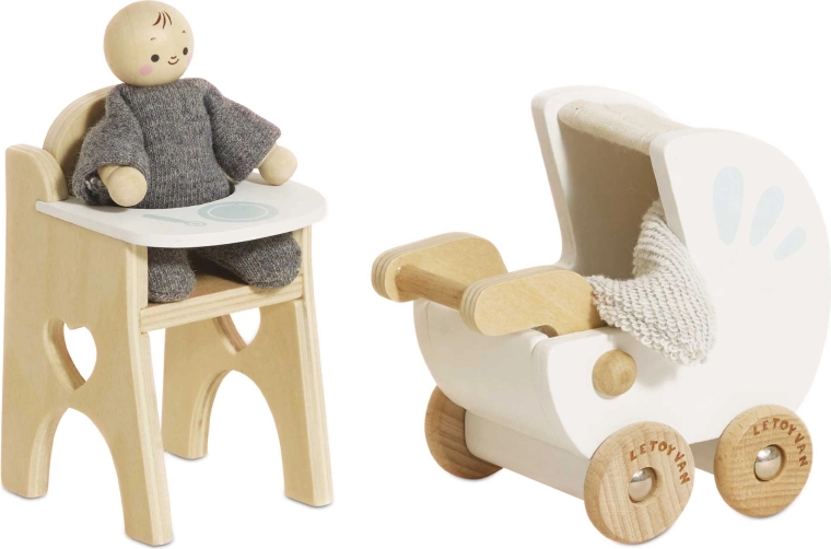 Le Toy Van дървена детска стая за къща за кукли с бебе