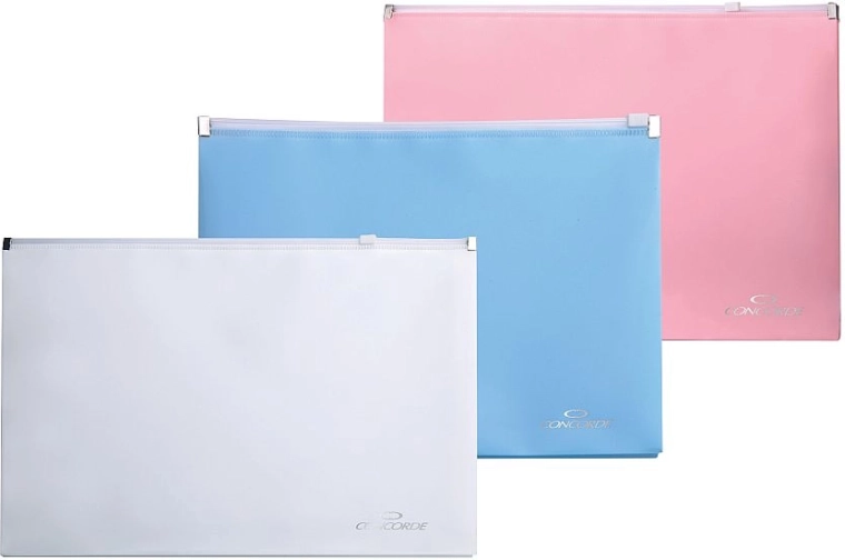 A5 Zipper Document Wallets CONCORDE, mix of pastel colors