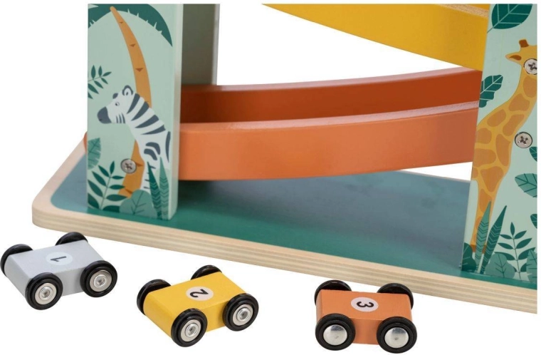 Three cars with rubberized wheels