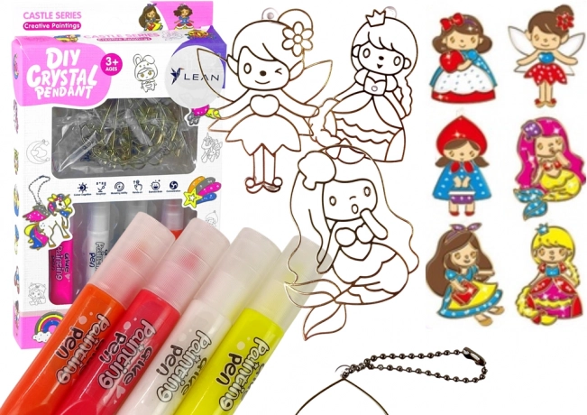 Stained Glass Painting Hanger Set – Princesses, 6 pcs