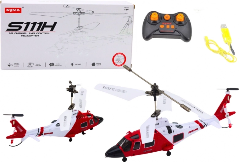 Дистанционно управляван хеликоптер с жироскоп Syma S111H червен