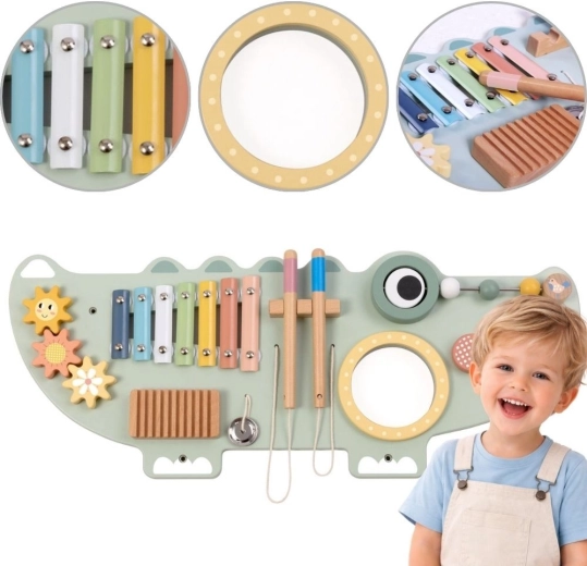 Wooden Activity Wall Board Crocodile TOOKY TOY