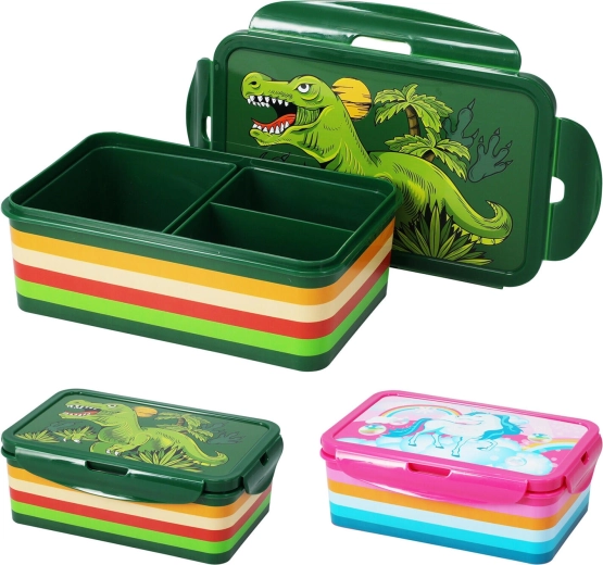 Divided snack box with click closure, silicone seal, 21 × 14 cm