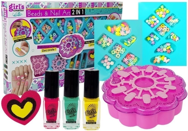 Girl's Creative Set for Jewelry and Nail Art 2 in 1