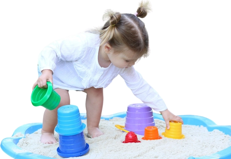 Colorful play with sand and water