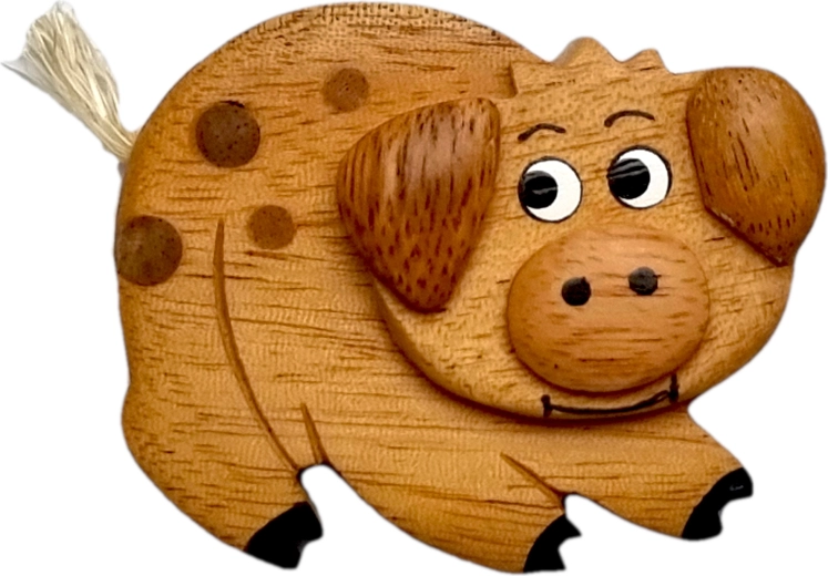 Wooden pig magnet – handmade fridge decoration