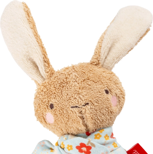 Sewn-in rattle for gentle sensory stimulation