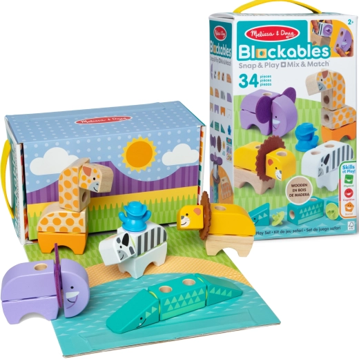 Wooden Safari Animals Construction Set 34 Pieces MELISSA & DOUG