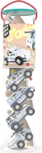 Wooden play set with tracks – police, 16 pieces