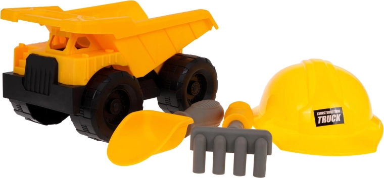 Construction vehicle with helmet and accessories