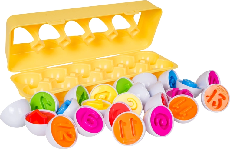 12 eggs with numbers 1–12