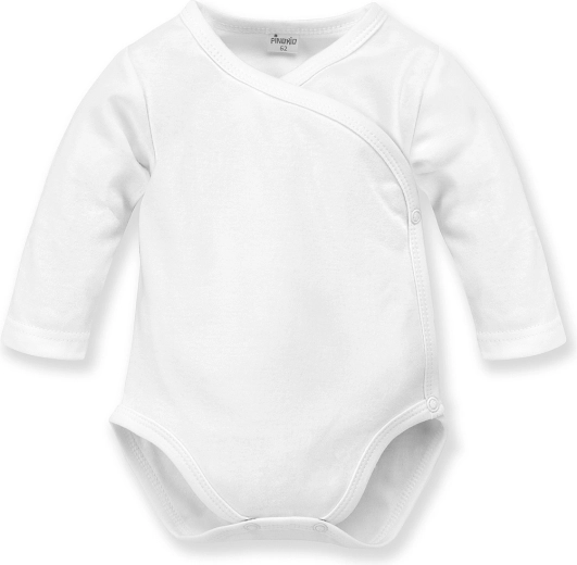 Pinokio wrap bodysuit with long sleeves Lovely Day, white, size 56