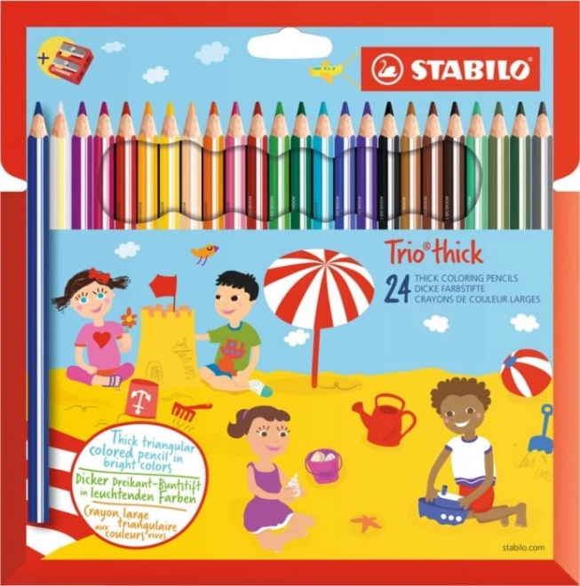 STABILO Trio дебели цветни моливи 24 бр. с острилка