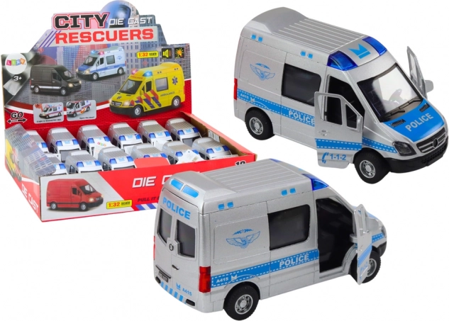 Police car 1:32 with opening doors, lights, and sounds