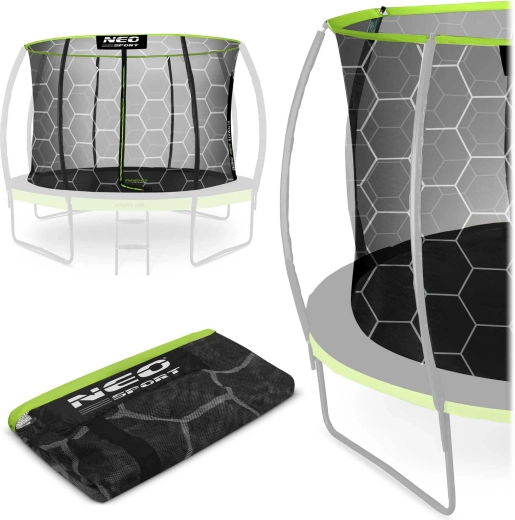 Neo-sport inner safety enclosure net for a 252 cm (8 ft) trampoline for 6 poles