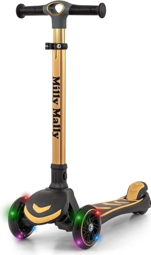 Kids’ three-wheel scooter MILLY MALLY Boogie Golden with LED wheels