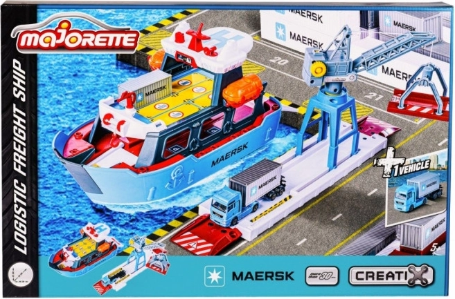 Логистично пристанище Majorette MAERSK с товарен кораб и превозно средство