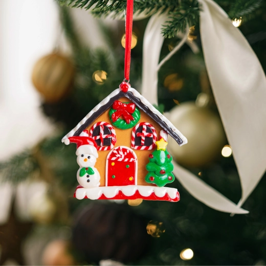 Christmas magnetic decoration 2-in-1 gingerbread house with snowman