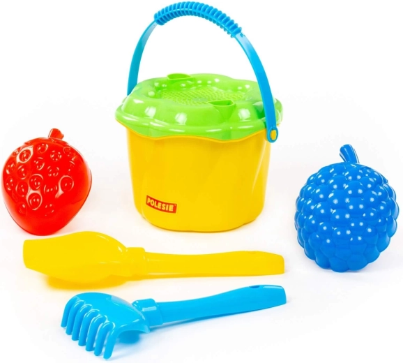 Bucket with sieve for sifting sand