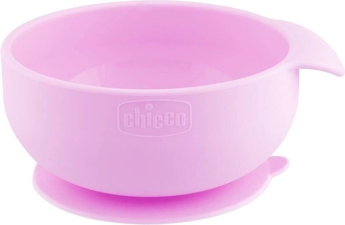 Chicco silicone bowl with suction base, pink, 6m+