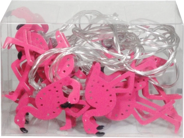 Colorful metal flamingo-shaped string lights